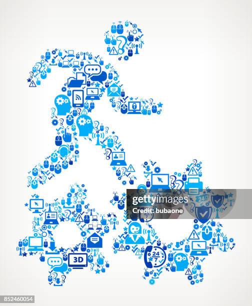 stick figure climbing gear tech support vector icon pattern - server technician stock illustrations