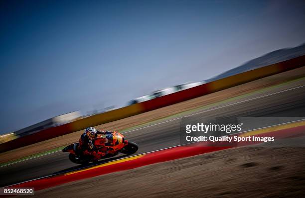 Pol Espargaro of Spain and Red Bull Ktm Factory Racing rides during qualifying for the MotoGP of Aragon at Motorland Aragon Circuit on September 23,...