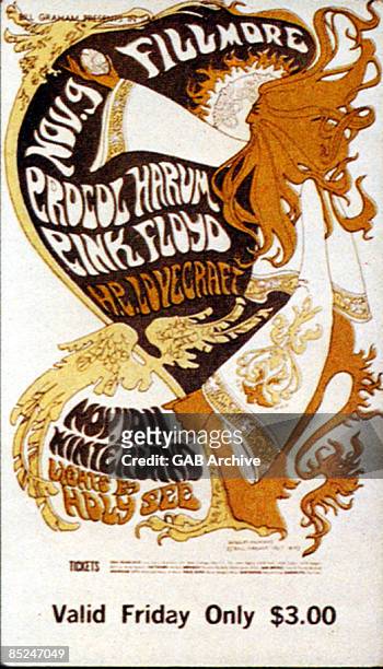 Photo of PROCOL HARUM and PINK FLOYD and CONCERT POSTERS, Pink Floyd, Procol Harum, H.P. Lovecraft - concert poster for cancelled west coast US tour...