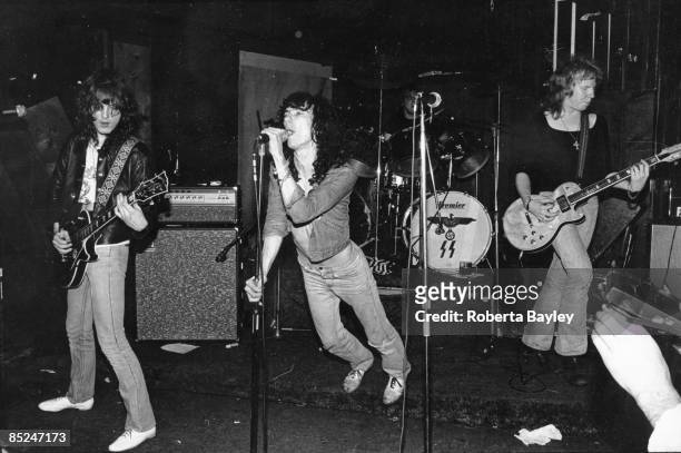 Photo of the DEAD BOYS as they perform at CBGB's. L-R. Jimmy Zero, Stiv Bators, Johnny Blitz , Cheetah Chrome