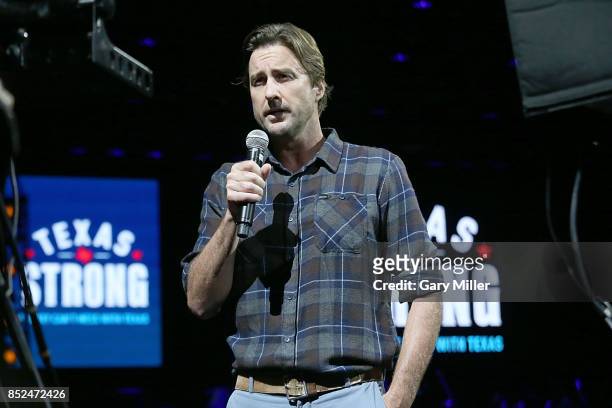 Luke Wilson emcees the "Texas Strong: Hurricane Harvey Can't Mess With Texas" benefit at The Frank Erwin Center on September 22, 2017 in Austin,...