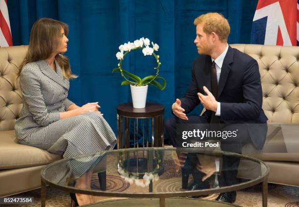 Prince Harry meets Melania Trump on day 1 of the Invictus Games Toronto 2017 on September 23, 2017 in Tornonto, Canada. The Games use the power of...