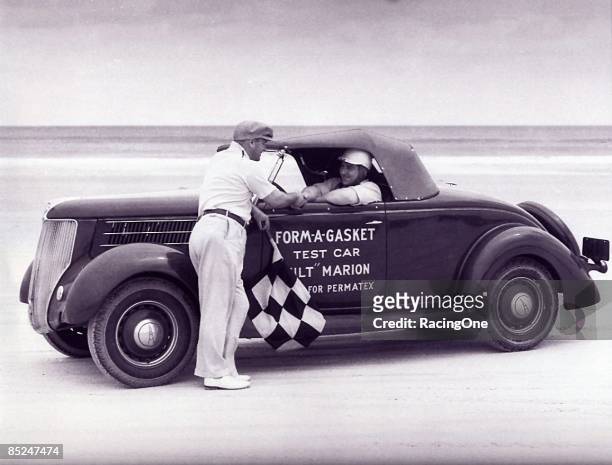 Milt Marion was one of the first stock car racers to have sponsorship. Mechanic on his '36 Ford was none other than Bill France, who also competed in...