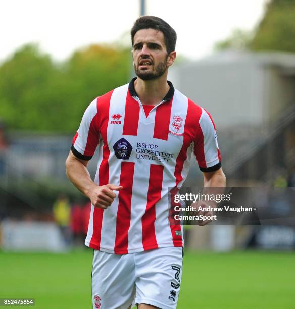 Lincoln City's Sam Habergham during the Sky Bet League Two match between Notts County and Lincoln City at Meadow Lane on September 23, 2017 in...