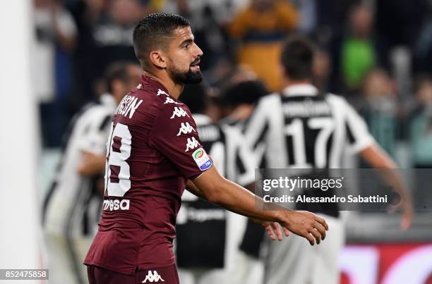 Tomas Rincon of Torino FC reacts during the Serie A match between Juventus and Torino FC on September 23, 2017 in Turin, Italy.