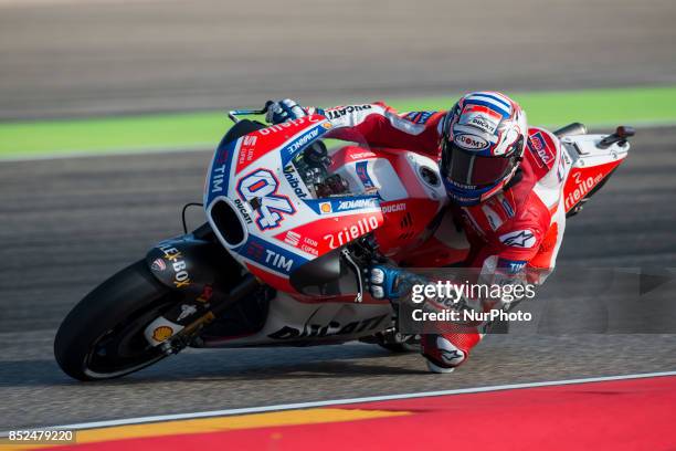 Andrea Dovizioso Ducati Team Ducati in the free practice of the Gran Premio Movistar de Aragon, Circuit of Motorland, Alcañiz, Spain. Saturday, 23rd...