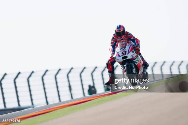 Danilo Petrucci Octo Pramac Racing Ducati in the free practice of the Gran Premio Movistar de Aragon, Circuit of Motorland, Alcañiz, Spain. Saturday,...