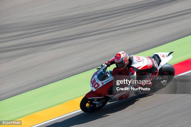 Takaaki Nakagami Idemitsu Honda Team Asia Kalex in the free practice of the Gran Premio Movistar de Aragon, Circuit of Motorland, Alcañiz, Spain....