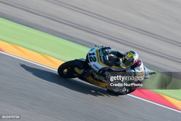 Thomas Luthi Carxpert Interwetten Kalex in the free practice of the Gran Premio Movistar de Aragon, Circuit of Motorland, Alcañiz, Spain. Saturday,...