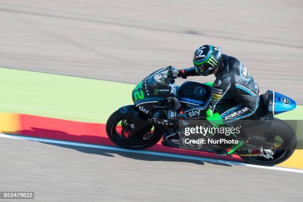 Stefano Manzi Sky Racing Team Vr46 Kalex in the free practice of the Gran Premio Movistar de Aragon, Circuit of Motorland, Alcañiz, Spain. Saturday,...