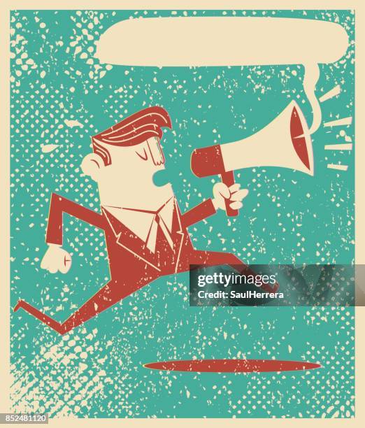 running with megaphone - mexican businessman stock illustrations