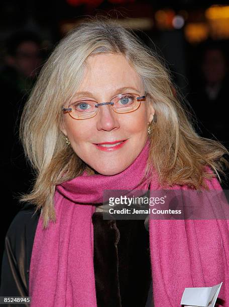 Actress Blythe Danner attends the opening night of "Distracted" at the Roundabout Theatre Company's Laura Pels Theatre on March 4, 2009 in New York...