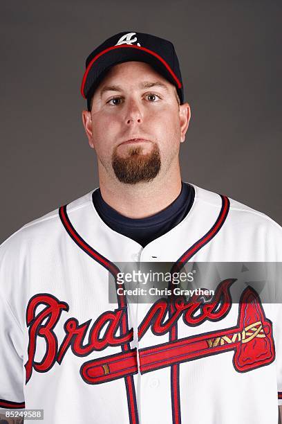 Pitcher Peter Moylan of the Atlanta Braves poses for a photo during Spring Training Photo Day on February 19, 2009 at Champions Stadium at Walt...