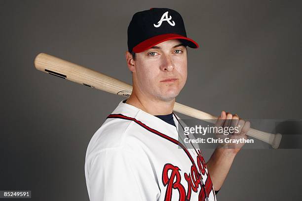 Infielder Kelly Johnson of the Atlanta Braves poses for a photo during Spring Training Photo Day on February 19, 2009 at Champions Stadium at Walt...
