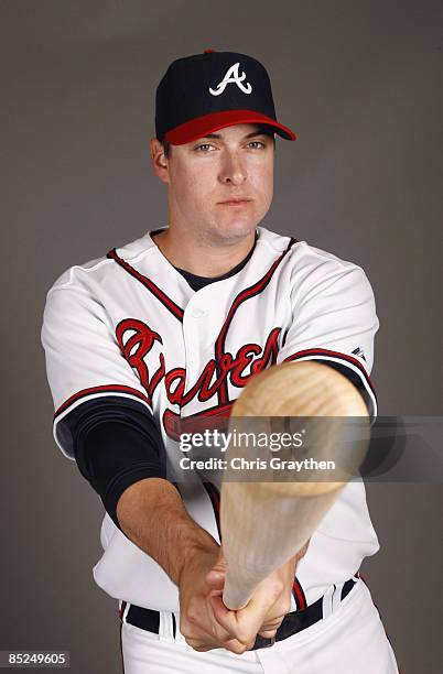 Infielder Kelly Johnson of the Atlanta Braves poses for a photo during Spring Training Photo Day on February 19, 2009 at Champions Stadium at Walt...