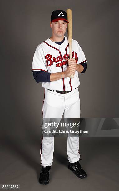 Infielder Kelly Johnson of the Atlanta Braves poses for a photo during Spring Training Photo Day on February 19, 2009 at Champions Stadium at Walt...