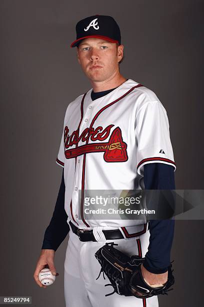 Pitcher Tommy Hanson of the Atlanta Braves poses for a photo during Spring Training Photo Day on February 19, 2009 at Champions Stadium at Walt...