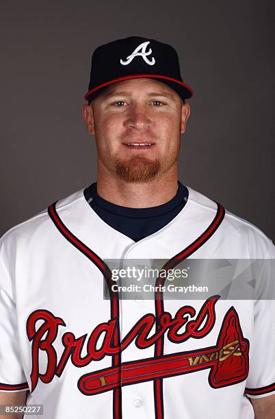 Infielder Brooks Conrad of the Atlanta Braves poses for a photo during Spring Training Photo Day on February 19, 2009 at Champions Stadium at Walt...