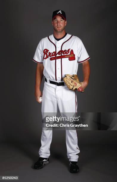 Derek Lowe of the Atlanta Braves poses for a photo during Spring Training Photo Day on February 19, 2009 at Champions Stadium at Walt Disney World of...
