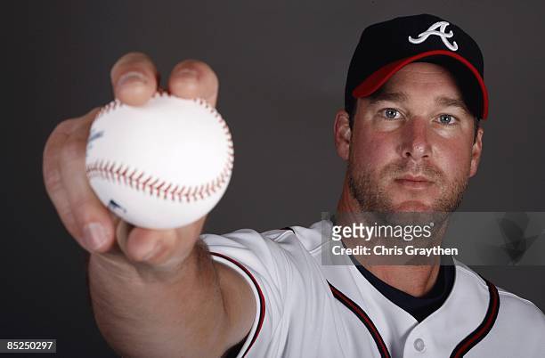 Derek Lowe of the Atlanta Braves poses for a photo during Spring Training Photo Day on February 19, 2009 at Champions Stadium at Walt Disney World of...