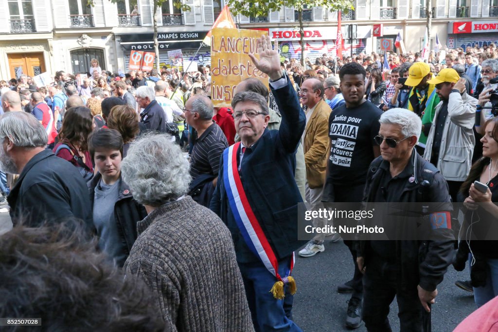 Demonstration in Paris against the President Emmanuel Macron's sweeping reforms of the labour code