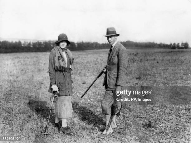 The Duke of York and Miss Edwina Ashley during Sir E. Cassel's shooting trip at Newmarket.