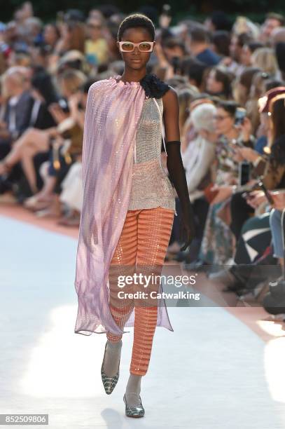 Model walks the runway at the Missoni Spring Summer 2018 fashion show during Milan Fashion Week on September 23, 2017 in Milan, Italy.