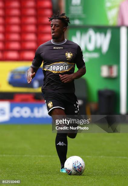 Greg Leigh of Bury during Sky Bet League One match between Charlton Athletic against Bury at The Valley Stadium London on 23 Sept 2017