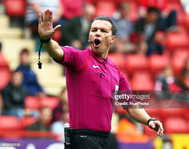 Referee Dean Whitestone during Sky Bet League One match between Charlton Athletic against Bury at The Valley Stadium London on 23 Sept 2017