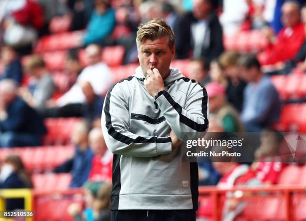 Charlton Athletic manager Karl Robinson during Sky Bet League One match between Charlton Athletic against Bury at The Valley Stadium London on 23...