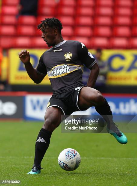 Greg Leigh of Bury during Sky Bet League One match between Charlton Athletic against Bury at The Valley Stadium London on 23 Sept 2017