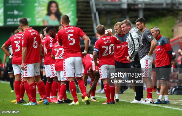 Charlton Athletic manager Karl Robinson during Sky Bet League One match between Charlton Athletic against Bury at The Valley Stadium London on 23...