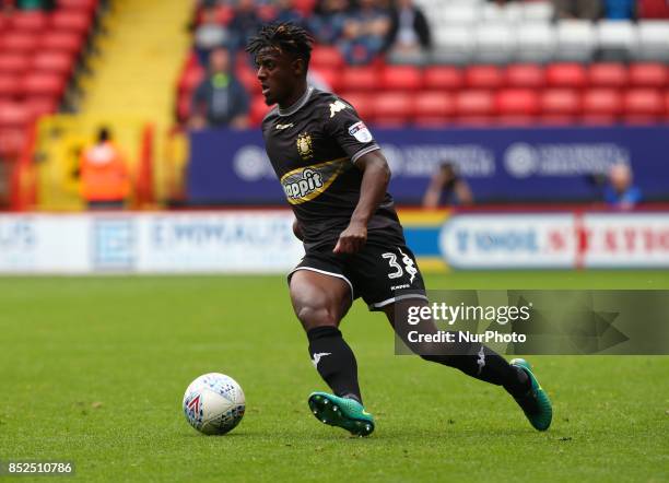 Greg Leigh of Bury during Sky Bet League One match between Charlton Athletic against Bury at The Valley Stadium London on 23 Sept 2017