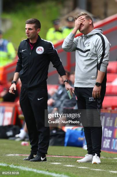 Charlton Athletic manager Karl Robinson during Sky Bet League One match between Charlton Athletic against Bury at The Valley Stadium London on 23...