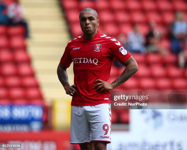 Charlton Athletic's Josh Magennis during Sky Bet League One match between Charlton Athletic against Bury at The Valley Stadium London on 23 Sept 2017