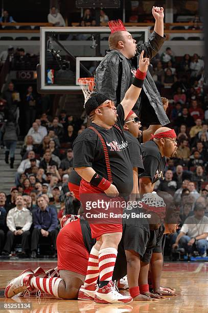 The Chicago Bulls Matadors dance team performs during a timeout in the NBA game against the Golden State Warriors on March 4, 2009 at the United...