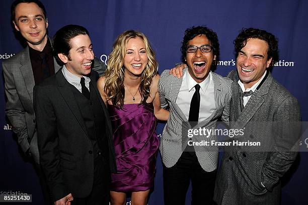 Cast members of "The Big Bang Theory" Jim Parsons, Simon Helberg, Kaley Cuoco, Kunal Nayyar, Johnny Galecki at the The Alzheimer's Association's 17th...