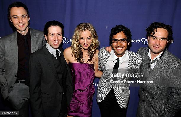 Cast members of "The Big Bang Theory" Jim Parsons, Simon Helberg, Kaley Cuoco, Kunal Nayyar, Johnny Galecki at the The Alzheimer's Association's 17th...