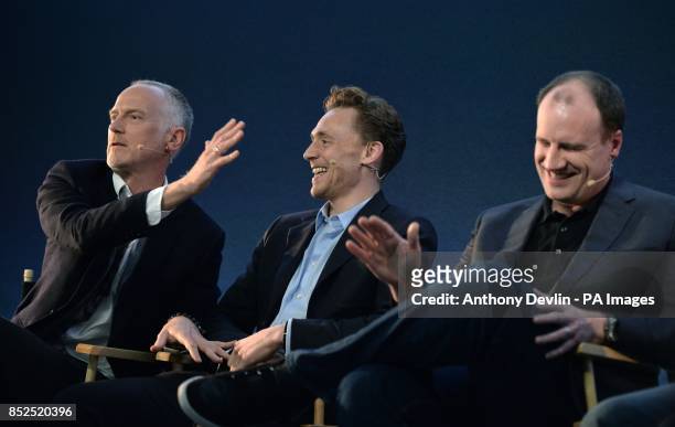 Director Alan Taylor , Producer Kevin Feige and Tom Hiddleston during a public Q&A Meet The Filmmakers event for Thor: The Dark World at the Apple...