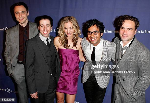 The cast of "The Big Bang Theory" actors Jim Parsons, Simon Helberg, Kaley Cuoco, Kunal Nayyar and Johnny Galecki attend The Alzheimer's...