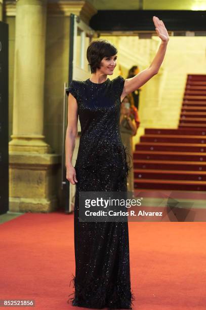 Spanish actress Paz Vega recives the Jaeger-LeCoultre 'Latin Cinema Award' at the Victoria Eugenia Teather on September 23, 2017 in San Sebastian,...