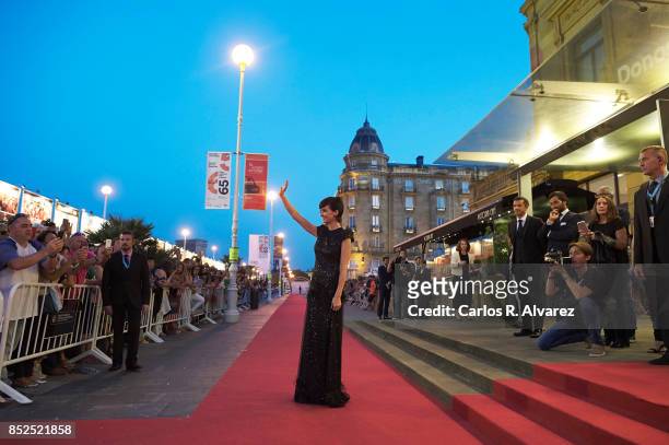 Spanish actress Paz Vega recives the Jaeger-LeCoultre 'Latin Cinema Award' at the Victoria Eugenia Teather on September 23, 2017 in San Sebastian,...