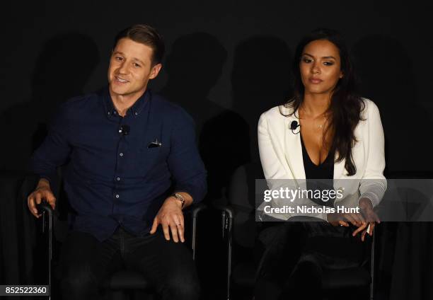 Ben McKenzie and Jessica Lucas speak at the Tribeca TV Festival sneak peek of Gotham at Cinepolis Chelsea on September 23, 2017 in New York City.