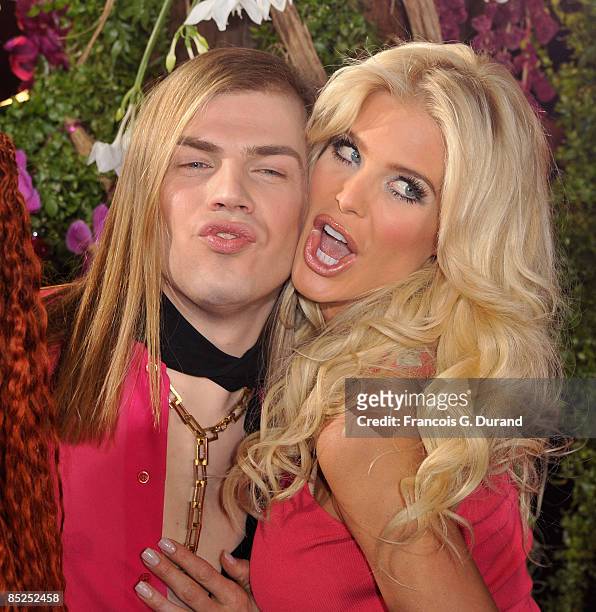 Designer Christophe Guillarme and model Victoria Silvstedt attend the Christophe Guillarme Ready-to-Wear A/W 2009 fashion show during Paris Fashion...