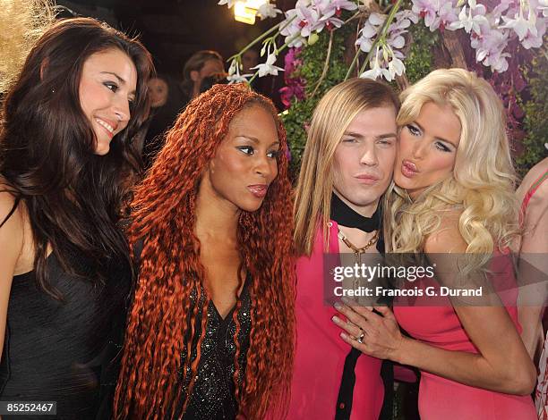 Former Miss France Rachel Legrain-Trapani, singer Mia Frye, designer Christophe Guillarme and model Victoria Silvstedt attend the Christophe...