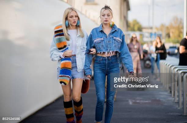 Shea Marie and Caroline Vreeland is seen outside Missoni during Milan Fashion Week Spring/Summer 2018 on September 23, 2017 in Milan, Italy.
