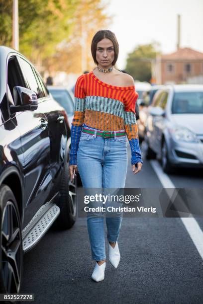 Erika Boldrin is seen outside Missoni during Milan Fashion Week Spring/Summer 2018 on September 23, 2017 in Milan, Italy.