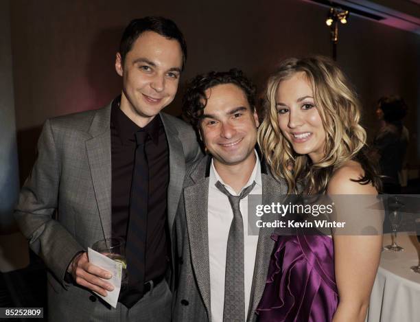 Actors Jim Parsons , Johnny Galecki and Kaley Cuoco appear at the 17th Annual Alzheimer's Association's "A Night at Sardi's" at the Beverly Hilton...