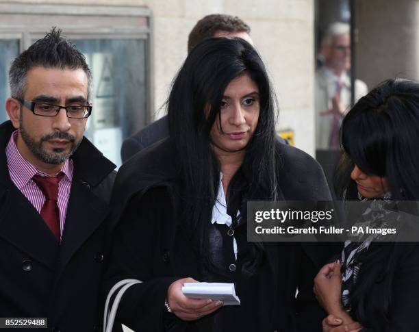 The family of Mohammed Saleem Hanif Khan, Shazia Khan, Massarrat Saleem, read a statement outside the Old Bailey in London as Ukrainian student Pavlo...