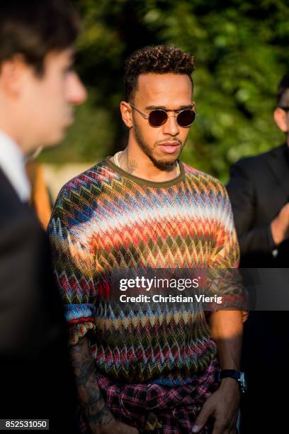 Lewis Hamilton is seen outside Missoni during Milan Fashion Week Spring/Summer 2018 on September 23, 2017 in Milan, Italy.